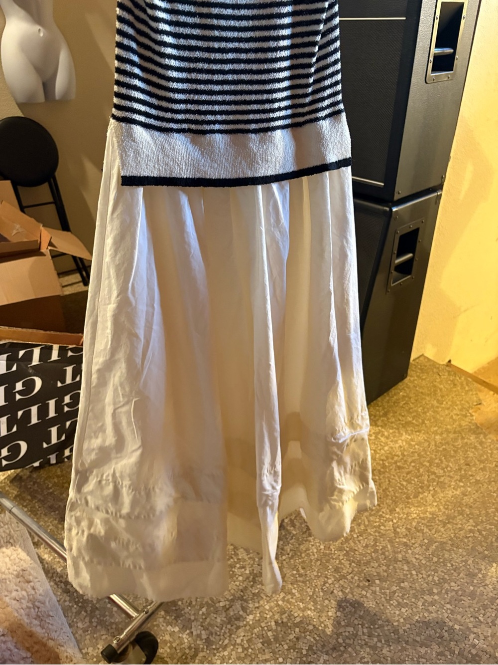 Moon River Striped Knit Top Midi Dress black and cream - Picture 16 of 16